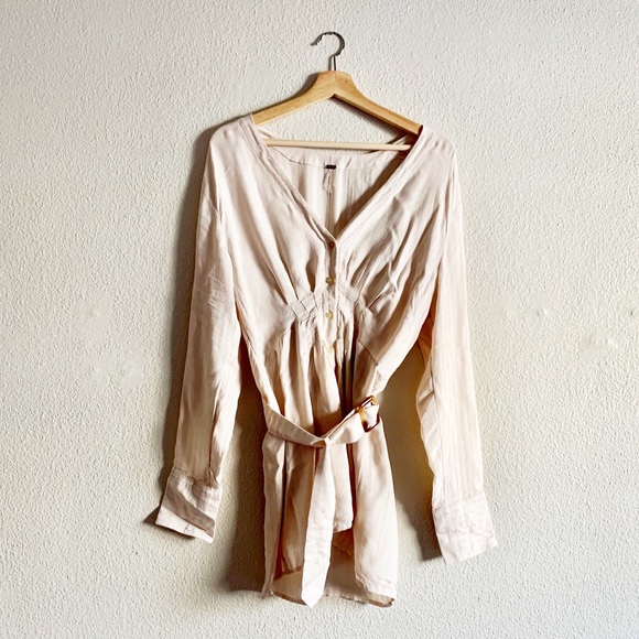 Free People Tops - Free People Cream Belted Tunic Top